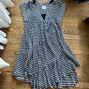 Sea New York Navy and White Gingham V-Neck Dress